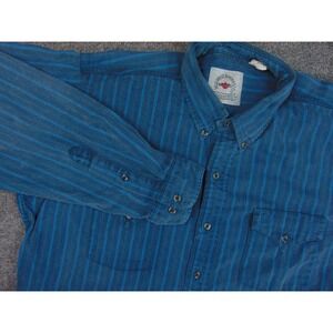 Mid West Garment Co Shirt Mens Large Blue Striped Heavy Outdoor Country Western